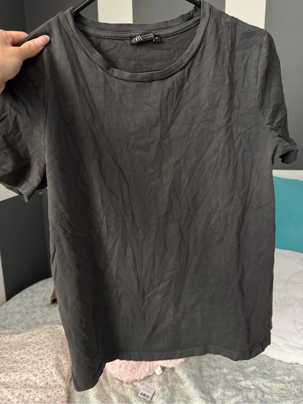 Zara Dark Gray Short Sleeve Crew Neck Tee